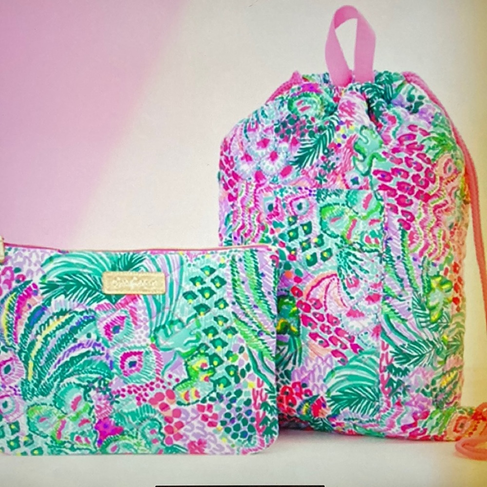 Lilly Pulitzer Quilted Backpack and Pouch